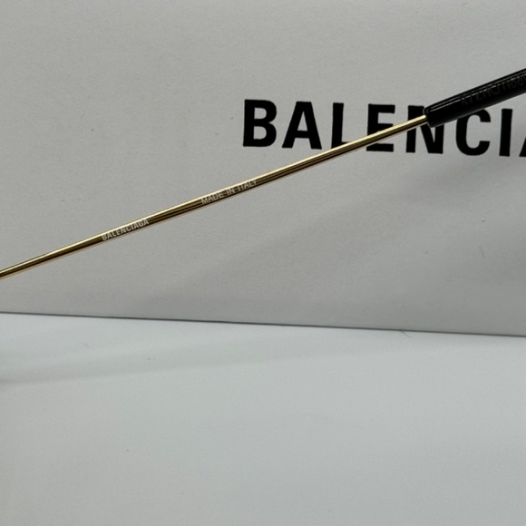 NEW BB0194S 002 BALENCIAGA GOLD YELLOW GEOMETRIC WOMEN BALENCIAGA SUNGLASSES - Picture 9 of 10